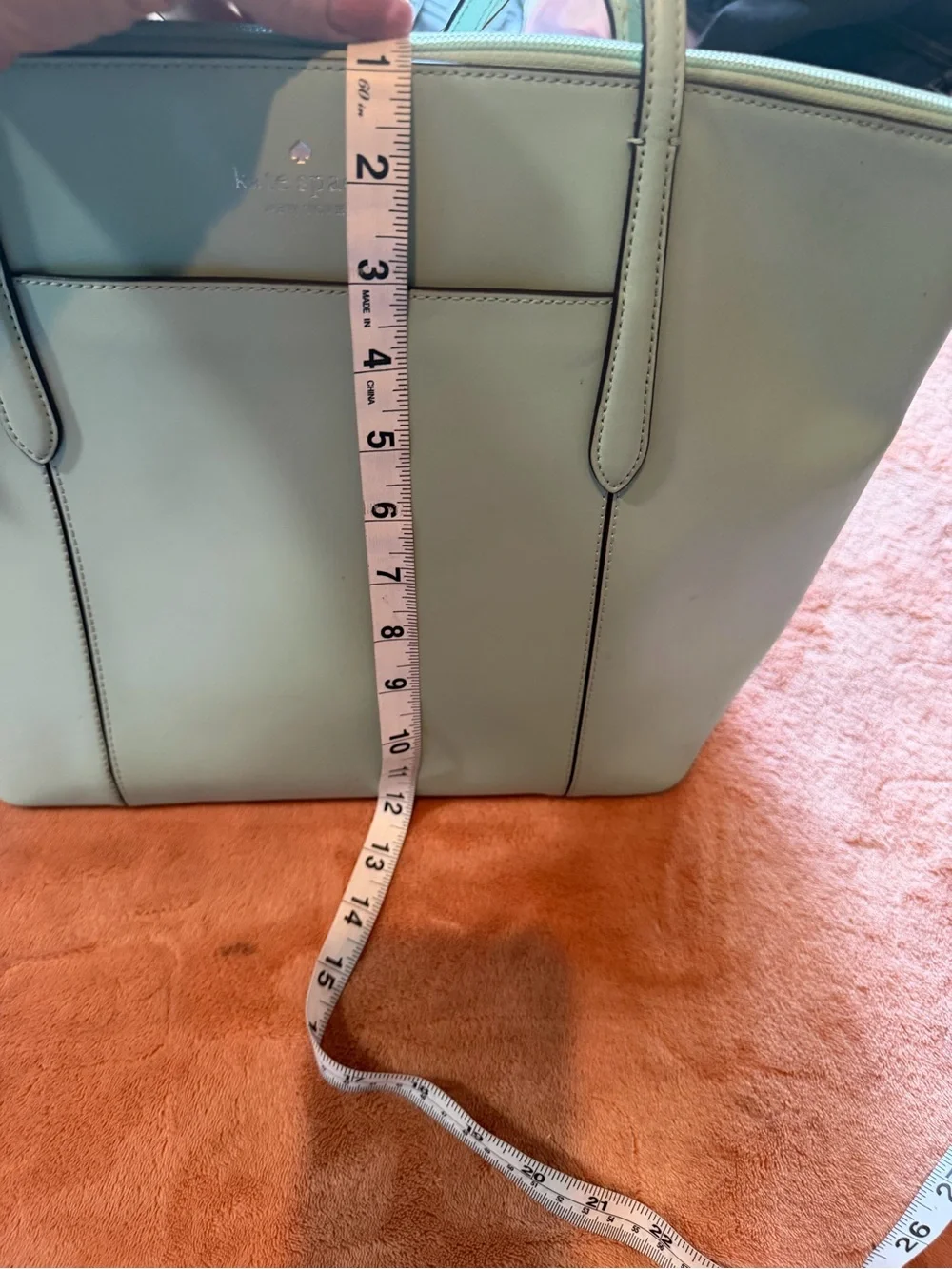 kate spade mint leather tote bag